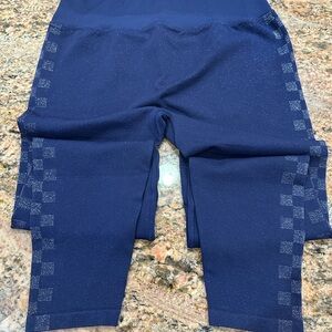 NWT PINK Active Deep Blue Leggings with Silver Accents